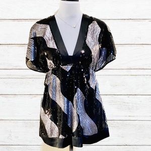 HALE BOB Black and silver sequence tunic